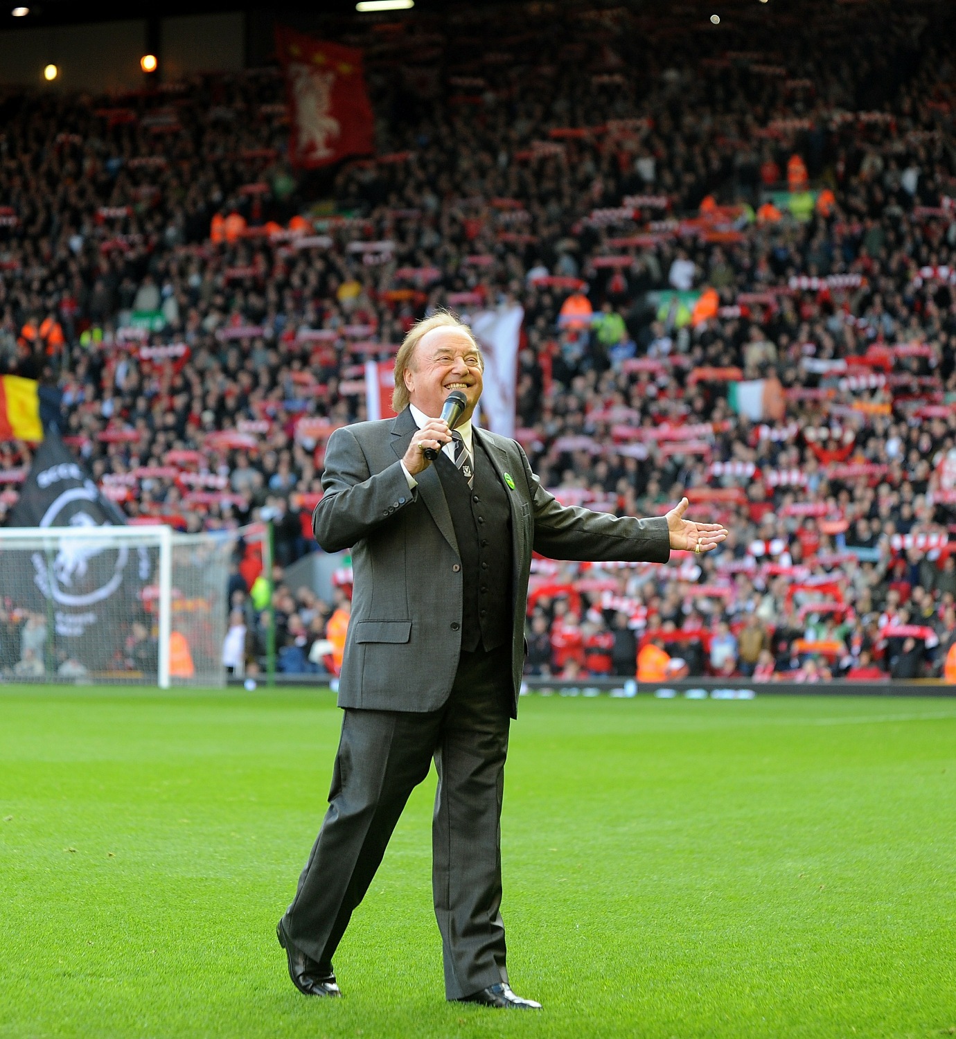 Gerry Marsden MBE on Anfield pitch